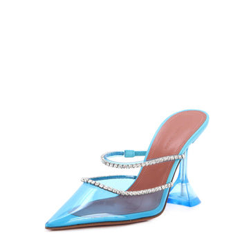 Amina Muaddi Women's Gilda Heeled Sandals PVC with Crystals 95