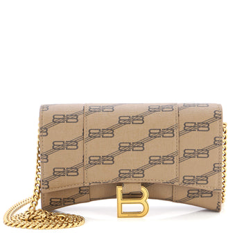 Balenciaga Hourglass Chain Wallet BB Coated Canvas