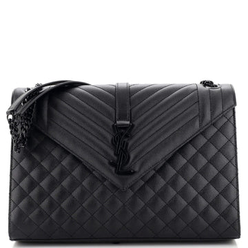 Saint Laurent Classic Monogram Envelope Satchel Mixed Matelasse Leather Large