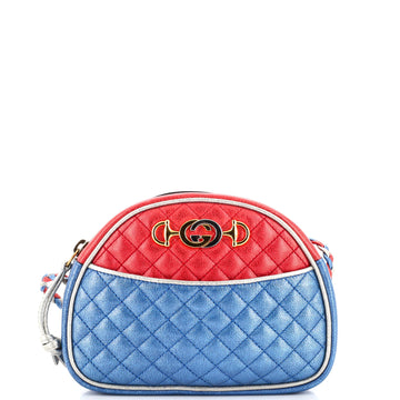 Gucci Trapuntata Camera Shoulder Bag Quilted Laminated Leather Small