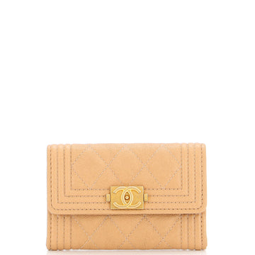 Chanel Boy Flap Card Case Quilted Caviar
