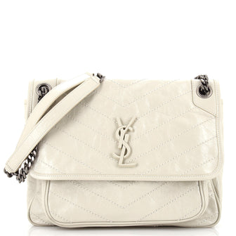 Saint Laurent Niki Chain Flap Bag Matelasse Chevron Leather Medium
