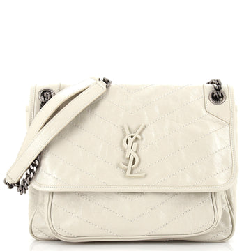 Saint Laurent Niki Chain Flap Bag Matelasse Chevron Leather Medium