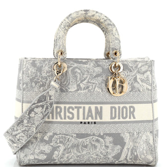 Christian Dior Lady D-Lite Bag Embroidered Canvas Large
