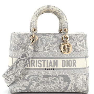 Christian Dior Lady D-Lite Bag Embroidered Canvas Large