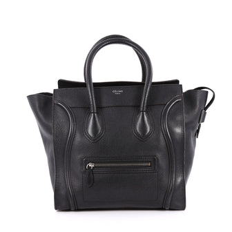 Celine Luggage Handbag Grainy Leather Mini Black 2219401