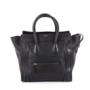 Celine Luggage Handbag Grainy Leather Mini Black 2219401
