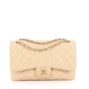 Chanel Classic Double Flap Bag Quilted Caviar Jumbo Neutral