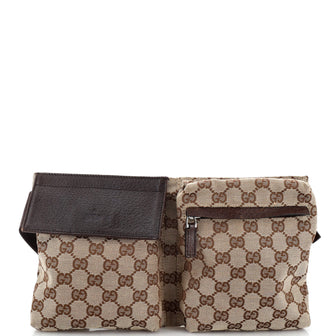 Gucci Vintage Double Belt Bag GG Canvas