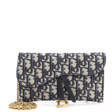 Christian Dior Saddle Chain Wallet Oblique Canvas