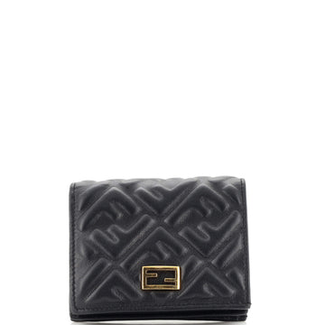 Fendi Trifold Wallet Zucca Embossed Leather Mini