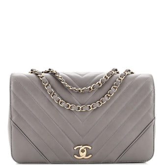 Chanel Statement Flap Bag Chevron Calfskin Medium