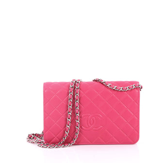 Chanel Diamond CC Wallet on Chain Quilted Lambskin Pink
