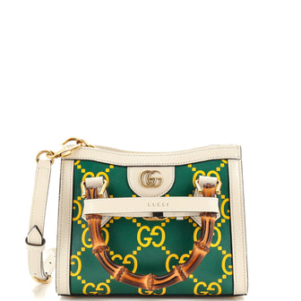 Gucci Diana NM Bamboo Handle Tote GG Printed Leather Mini