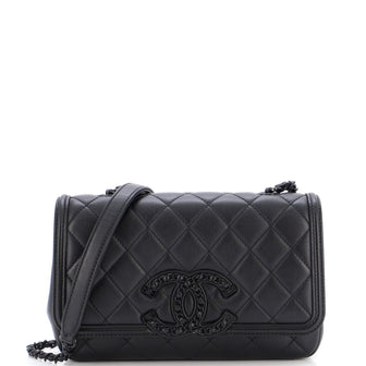 Chanel Filigree Flap Bag Quilted Lambskin with Chain Detail Small