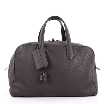  Hermes Victoria Travel Bag Clemence 43 Gray 2220507