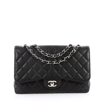 Chanel Classic Single Flap Bag Quilted Caviar Jumbo Black