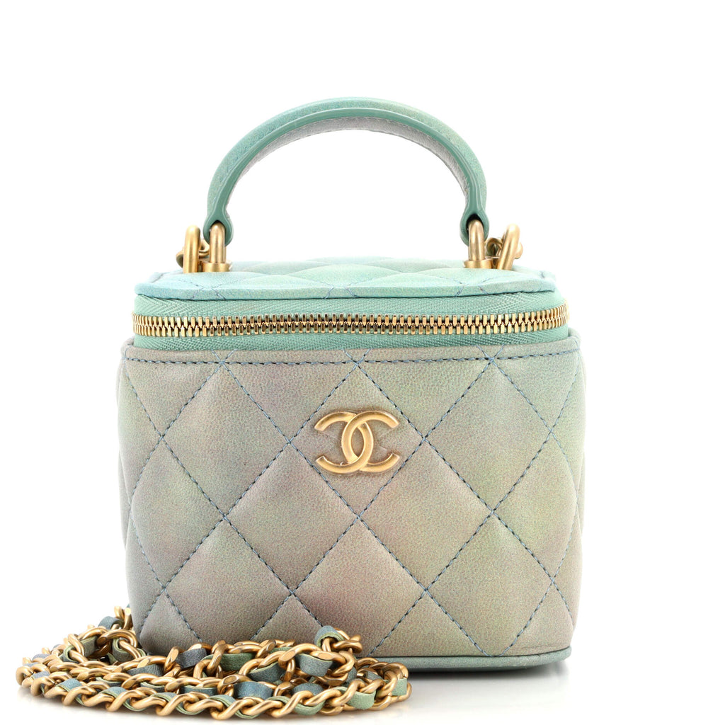 Chanel Classic Top Handle Vanity Case with Chain Quilted Lambskin Mini  Multicolor 2220651