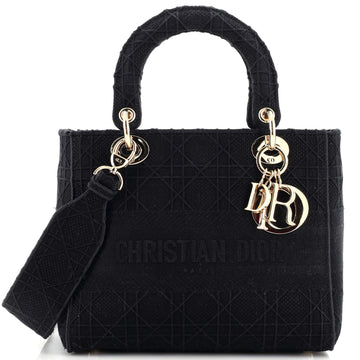 Christian Dior Lady D-Lite Bag Cannage Embroidered Canvas Medium