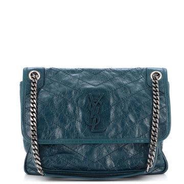 Saint Laurent Niki Chain Flap Bag Matelasse Chevron Leather Medium
