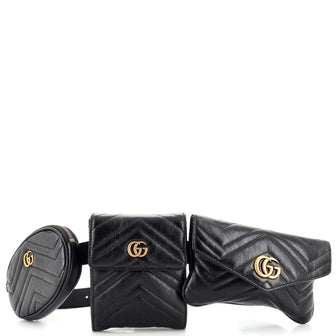 Gucci GG Marmont Multi Pocket Belt Bag Matelasse Leather