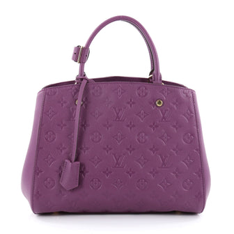 Louis Vuitton Montaigne Handbag Monogram Empreinte Leather MM Purple