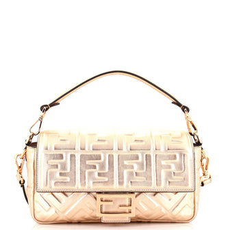 Fendi Baguette NM Bag Zucca Embossed Leather Medium