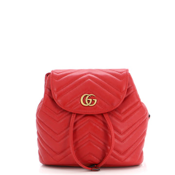 Gucci GG Marmont Drawstring Backpack Matelasse Leather Mini
