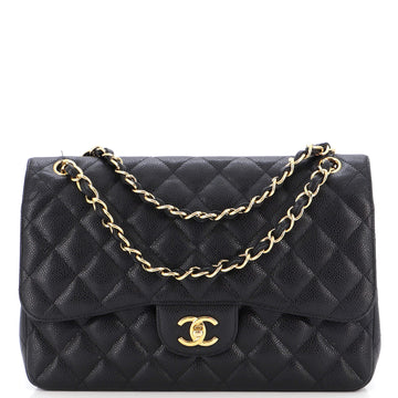 Chanel Classic Double Flap Bag Quilted Caviar Jumbo