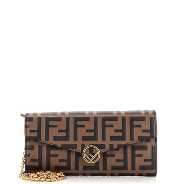 Fendi F is Fendi Continental Chain Wallet Zucca Embossed Leather