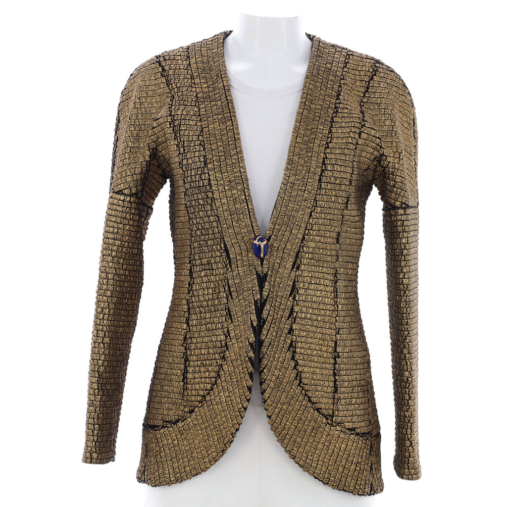 Chanel Women's Paris-New York Collarless Jacket Wool and Cotton Gold 2221941