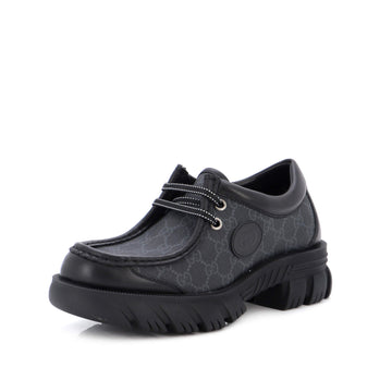 Gucci Men's GG Lug Sole Lace Up Derby Shoes GG Coated Canvas and Leather