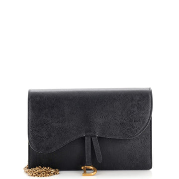 Christian Dior Saddle Chain Clutch Leather