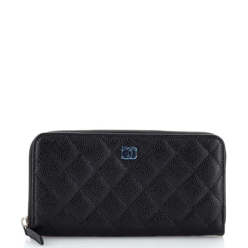 Chanel Zip Around Wallet Quilted Caviar Long