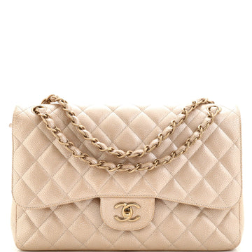 Chanel Classic Double Flap Bag Quilted Iridescent Caviar Jumbo