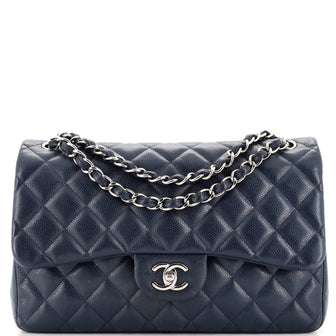 Chanel Classic Double Flap Bag Quilted Caviar Jumbo