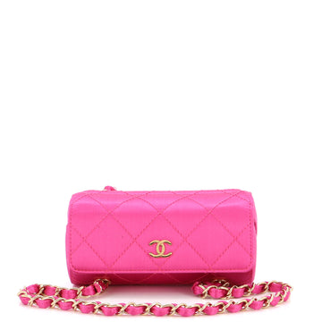 Chanel Vintage Barrel Evening Bag Quilted Satin Mini