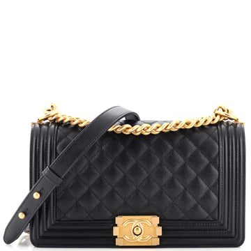 Chanel Boy Flap Bag Quilted Caviar New Medium