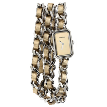Chanel Premiere Rock Triple Row Quartz Watch Stainless Steel and Leather 16