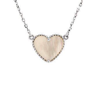 Van Cleef & Arpels Lucky Alhambra Heart Pendant Necklace 18K White Gold and Mother of Pearl