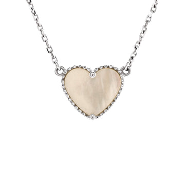 Van Cleef & Arpels Lucky Alhambra Heart Pendant Necklace 18K White Gold and Mother of Pearl