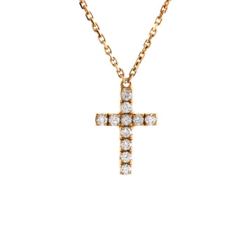 Cartier Cross Pendant Necklace 18K Rose Gold with Diamonds