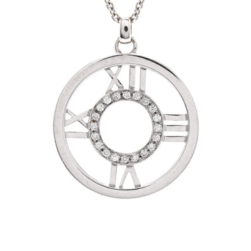 Tiffany & Co. Atlas Open Medallion Pendant Necklace 18K White Gold with Diamonds Large