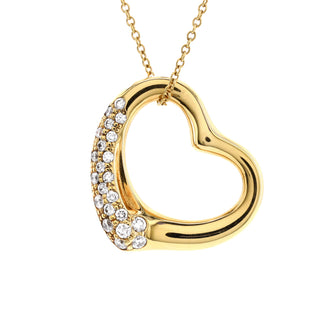 Tiffany & Co. Elsa Peretti Open Heart Pendant Necklace 18K Yellow Gold and Diamonds 22mm