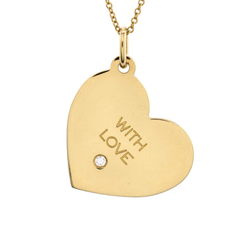 Tiffany & Co. With Love Heart Tag Pendant Necklace 18K Yellow Gold with Diamond