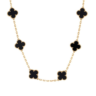 Van Cleef & Arpels Vintage Alhambra 10 Motifs Necklace 18K Yellow Gold and Onyx