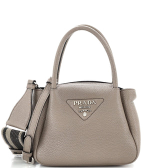 Prada - Prada White Leather Top Handle Small Tote