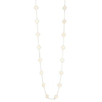 Van Cleef & Arpels Vintage Alhambra 20 Motifs Necklace 18K White Gold and Mother of Pearl