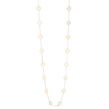 Van Cleef & Arpels Vintage Alhambra 20 Motifs Necklace 18K White Gold and Mother of Pearl