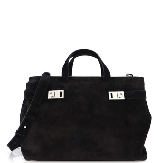 Salvatore Ferragamo Double Gancio Buckle Tote Suede Large